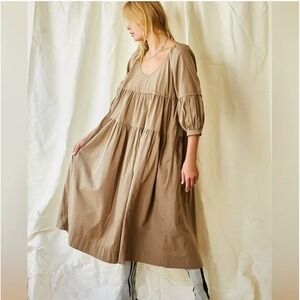 Free People Syd Poplin Midi Dress Boho Lagenlook Size XS